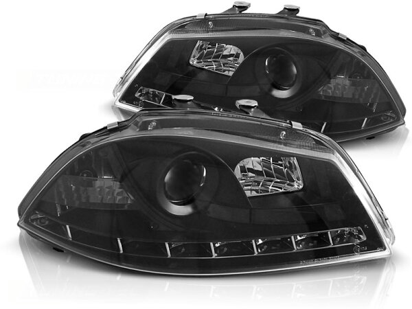 Scheinwerfer Set mit Tagfahrlichtoptik Seat Ibiza BJ 04/02-08 Klar Schwarz