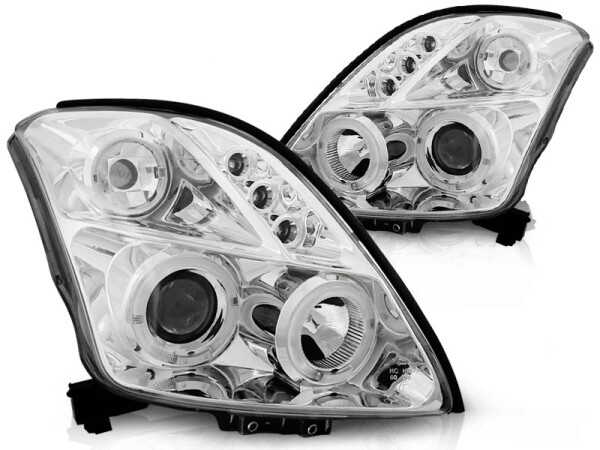 Angel Eyes Scheinwerfer Set Suzuki Swift BJ 05/05-10 Klar Chrom