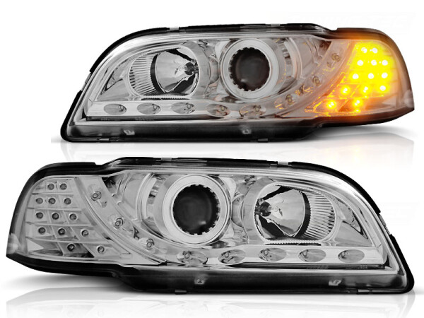 Scheinwerfer Set mit TFL Optik Volvo S40/V40 BJ 02/96-04/00 Chrom LED Blinker