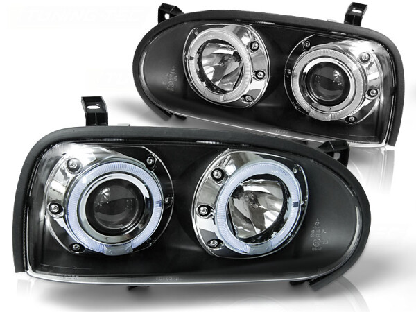 Angel Eyes Scheinwerfer Set VW Golf III BJ 09/91-08/97 Klar Schwarz