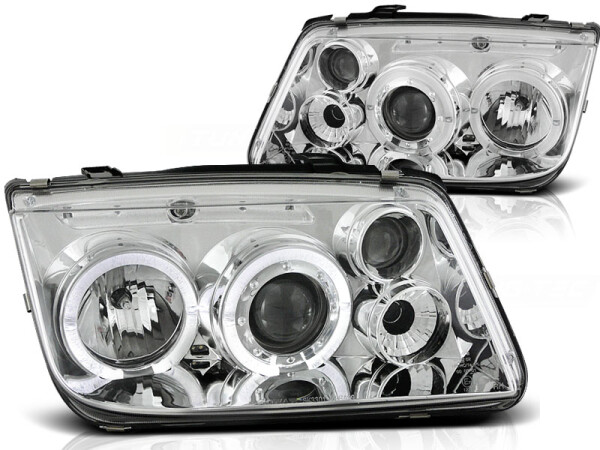 Angel Eyes Scheinwerfer Set Volkswagen Bora BJ 09/98-07/05 Klar/Chrom