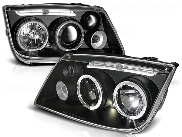 Angel Eyes Scheinwerfer Set Volkswagen Bora BJ 09/98-07/05 Klar/Schwarz