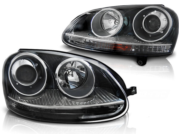 Scheinwerfer Set Volkswagen Golf V BJ 10/03-09 Klar Schwarz GTI Look