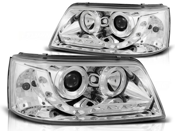 Scheinwerfer Set mit Tagfahrlichtoptik VW T5 BJ 04/03-08/09 Klar Chrom