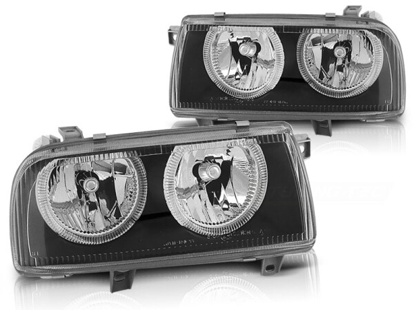 Angel Eyes Scheinwerfer Set H7/H7 VW Vento BJ 01/92-08/98 Klar Schwarz