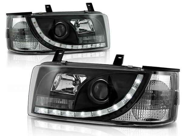 Scheinwerfer Set mit TFL Optik VW T4 Transporter BJ 90-03/03 Klar Schwarz