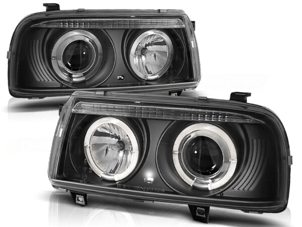 Angel Eyes Scheinwerfer Set H1/H1 VW Vento BJ 01/92-08/98 Klar Schwarz