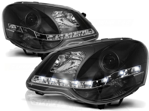 Scheinwerfer Set mit Tagfahrlichtoptik VW Polo 9N3 BJ 04/05-09 Klar Schwarz