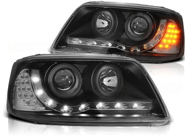 Scheinwerfer Set mit TFL Optik VW T5 BJ 04/03-08/09 Klar Schwarz LED Blinker