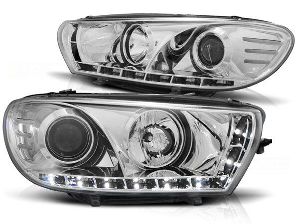Scheinwerfer Set mit Tagfahrlicht Optik VW Scirocco BJ 08-04/14 Klar Chrom