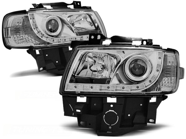 Scheinwerfer Set mit Tagfahrlichtoptik VW T4 Bus BJ 08/96-03/03 Klar Chrom