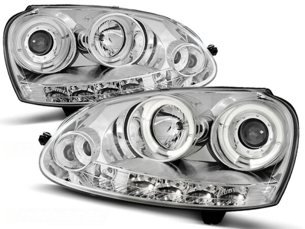 Angel Eyes Scheinwerfer Set VW Golf V BJ 10/03-09 Klar Chrom