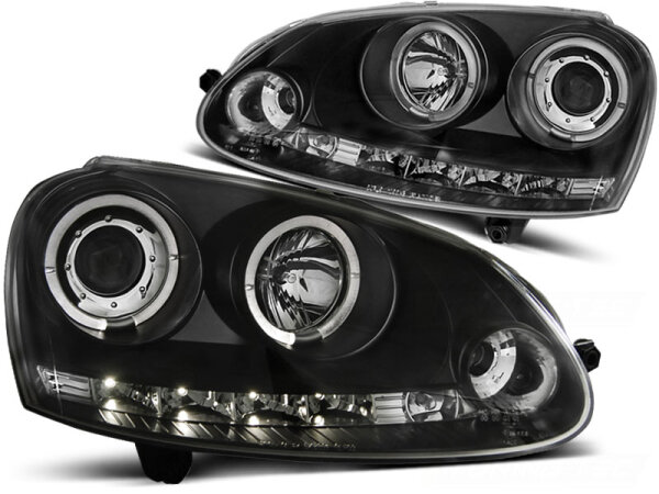 Angel Eyes Scheinwerfer Set VW Golf V BJ 10/03-09 Klar Schwarz