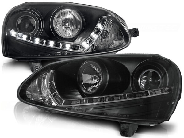 Scheinwerfer Set mit Tagfahrlichtoptik VW Golf V BJ 03-08 Klar Schwarz