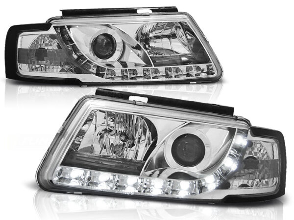Scheinwerfer Set mit echtem Tagfahrlicht VW Passat 3B BJ 11/96-08/00 Chrom