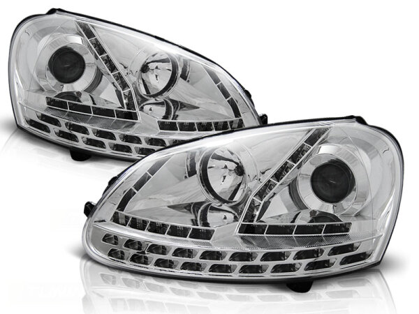 Scheinwerfer Set mit TFL Optik VW Golf V BJ 03-08 Klar Chrom LED Blinker