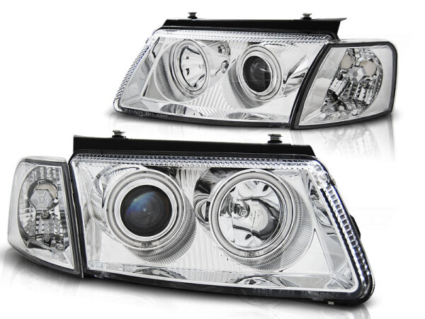 CCFL Angel Eyes Scheinwerfer Set VW Passat B5 BJ 11/96-08/00 Klar Chrom