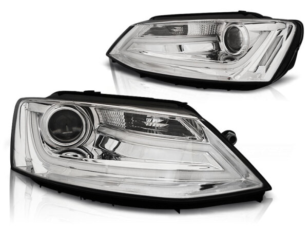 LTI Scheinwerfer Set mit Tagfahrlicht Optik VW Jetta VI BJ 01/11-14 Chrom