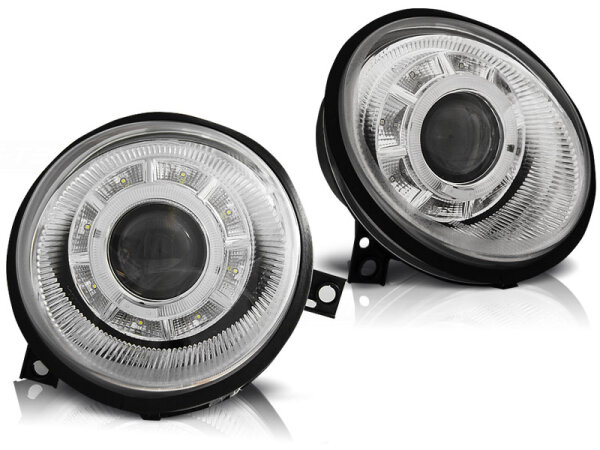 LED Angel Eyes Scheinwerfer Set mit Tagfahrlicht Optik VW Lupo BJ 98-05 Chrom