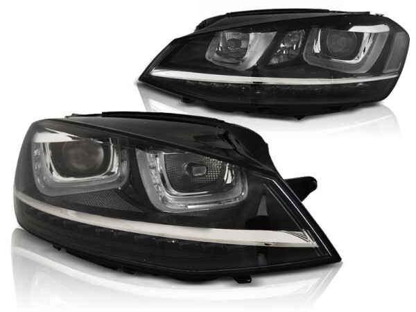 LED U-Type Scheinwerfer Set mit echtem TFL VW Golf BJ 11/12-17 Schwarz DTS