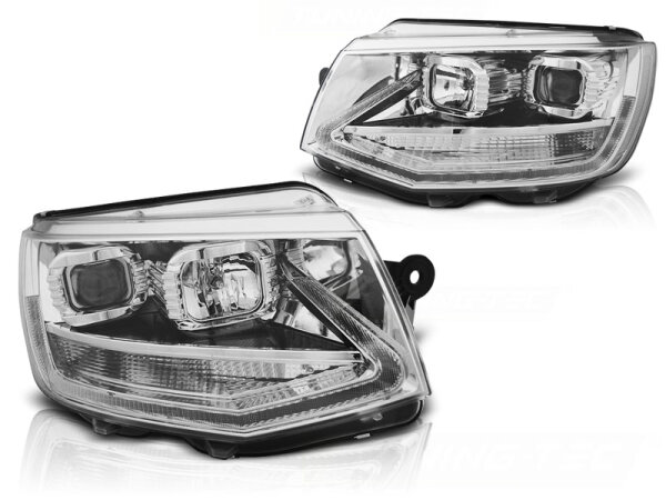 Scheinwerfer Set mit echtem Tagfahrlicht VW T6 BJ 15-19 Klar Chrom