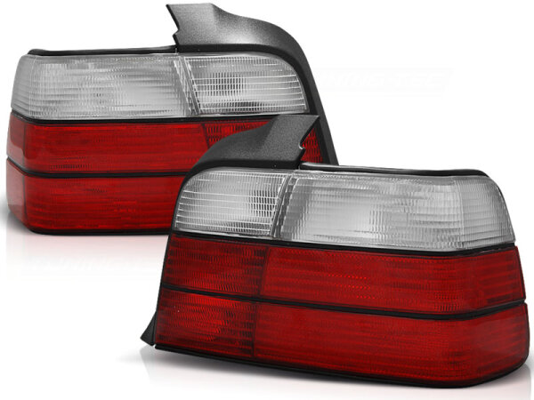 Rückleuchten Set BMW E36 Limousine BJ 12.90-08.99 Klarglas / Rot / Chrome