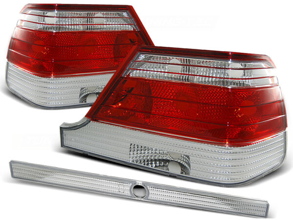Rückleuchten Set Mercedes Benz W140 BJ 95-10.98 Klarglas / Rot / Chrome