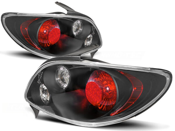 Rückleuchten Set Peugeot 206 Hatchback BJ 10.98->> Klarglas / Schwarz 3D/5D
