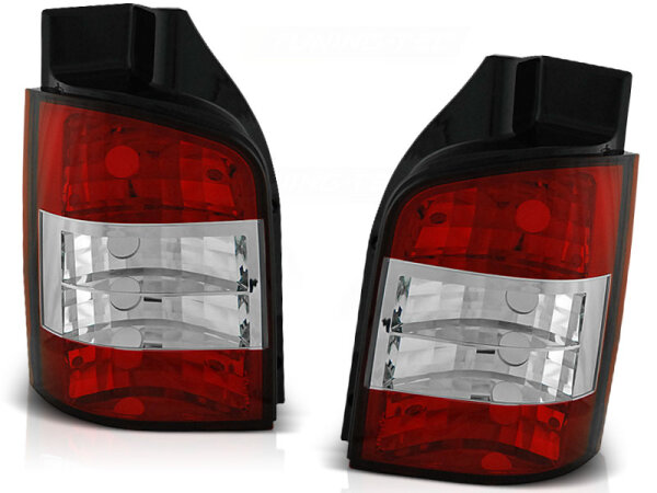 Rückleuchten Set Volkswagen T5 Heckklappe BJ 04.03-09 Klarglas / Rot / Chrome