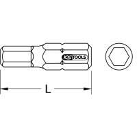 KS TOOLS 910.2261 1/4&quot; EDELSTAHL Bit Innensechskant, 25mm, 5mm, 5er Pack