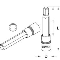 KS TOOLS 918.1657 1/2&quot; CHROMEplus Bit-Stecknuss Innensechskant, lang, 7mm