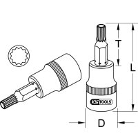 KS TOOLS 918.1676 1/2&quot; CHROMEplus Bit-Stecknuss XZN, M14