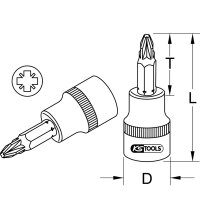 KS TOOLS 918.1682 1/2&quot; CHROMEplus Bit-Stecknuss, PZ3