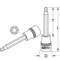 KS TOOLS 918.1694-E 1/2&quot; CHROMEplus Bit-Stecknuss XZN, lang, M10, auf H&auml;nger