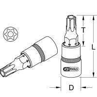 KS TOOLS 918.1724-E 1/2&quot; CHROMEplus Bit-Stecknuss Torx mit Stirnlochbohrung,TB27, auf H&auml;nger