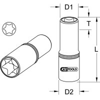 KS TOOLS 918.2403 1/4&quot; CHROMEplus Torx-E-Stecknuss, lang, E6