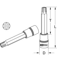 KS TOOLS 918.1782 1/2&quot; CHROMEplus Bit-Stecknuss RIBE mit Stirnlochbohrung,lang,M7