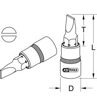 KS TOOLS 918.5342 1/2&quot; CHROMEplus Bit-Stecknuss Schlitz, 6,5 mm