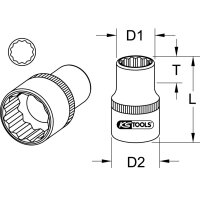 KS TOOLS 918.3710-E 3/8&quot; CHROMEplus 12-kant-Stecknuss, 10mm, auf H&auml;nger