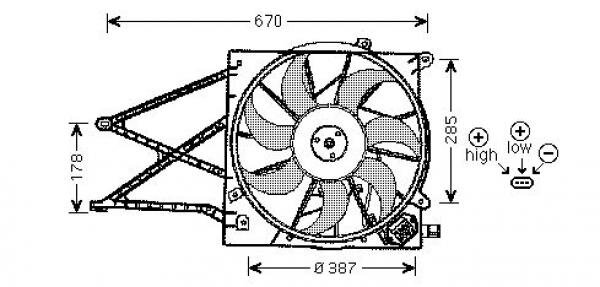 Lüfter, Motorkühlung hinter dem Kühler für OPEL ASTRA G CC (T98)