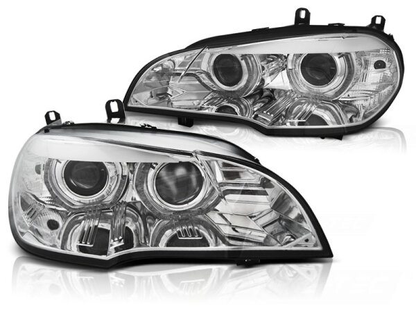 Xenon Angel Eyes Scheinwerfer Set für BMW X5 E70 07-10 Chrome