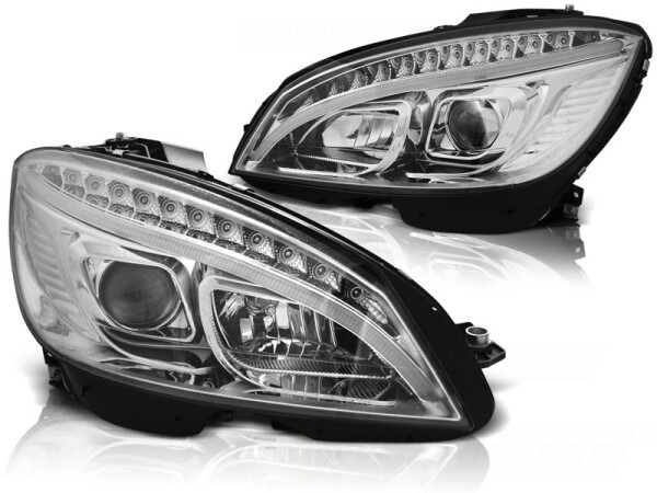 Scheinwerfer Set für MERCEDES W204 07-10 Chrome dynamischer Blinker