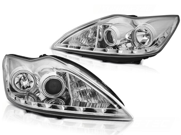 Scheinwerfer Set für FORD FOCUS II 02.08-10 ANGEL EYES CCFL CHROME