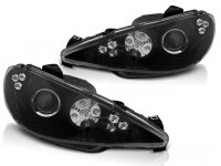 Scheinwerfer Set für PEUGEOT 206 02-ANGEL EYES Schwarz