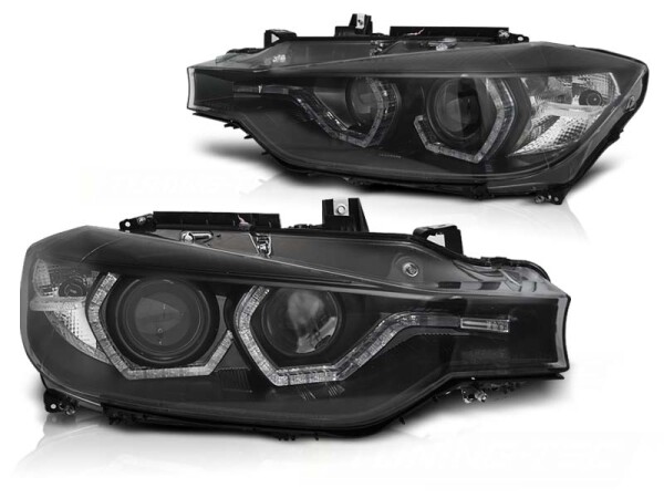 Xenon Angel Eyes Scheinwerfer Set für BMW F30/F31 10.11 - 05.15 kein AFS Schwarz