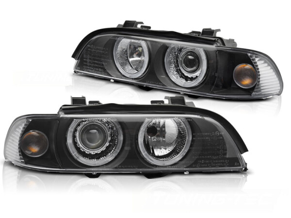 Xenon Angel Eyes Scheinwerfer Set für BMW E39 LCI 00-03 Schwarz