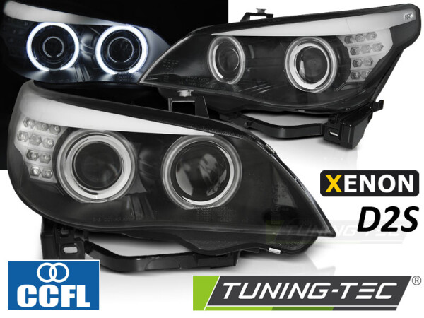 Xenon Angel Eyes Scheinwerfer Set für BMW E60/E61 03-04 Schwarz