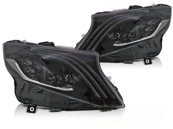 Scheinwerfer Set für MERCEDES VITO W447 2014-2023 Schwarz dynamischer Blinker