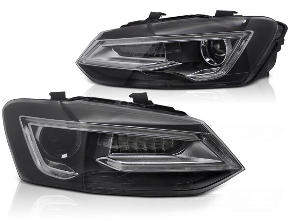 Scheinwerfer Set für VW POLO V 9-17 Schwarz dynamischer Blinker